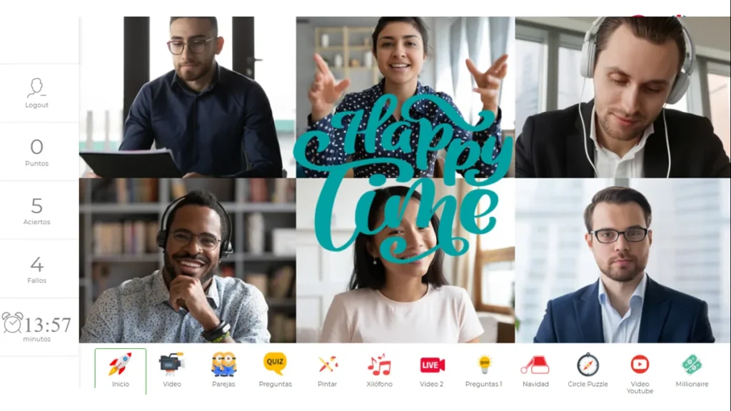 Equipo conectado por videollamada durante un escape room online para empresas