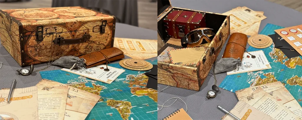 Cofres y mapas de El Legado Perdido, un escape room para empresas en Ávila que se adapta a la historia de la ciudad