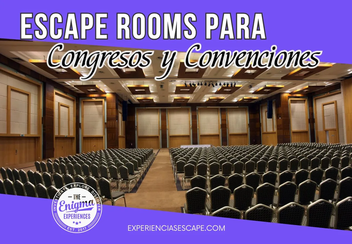 Auditorio de congresos con filas de butacas, imagen de cabecera de escape room para congresos y convenciones