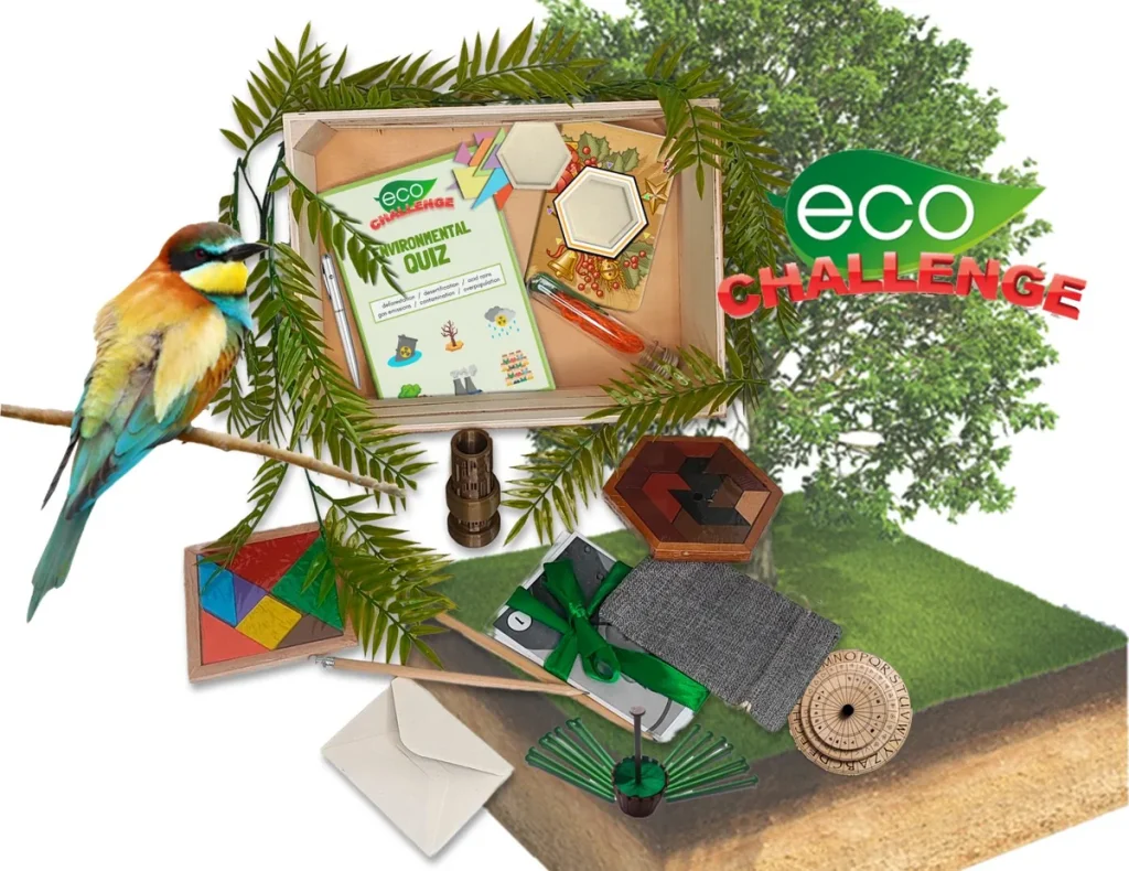 Juegos para empresas originales: caja de Eco Challenge, un juego con retos sobre medio ambiente