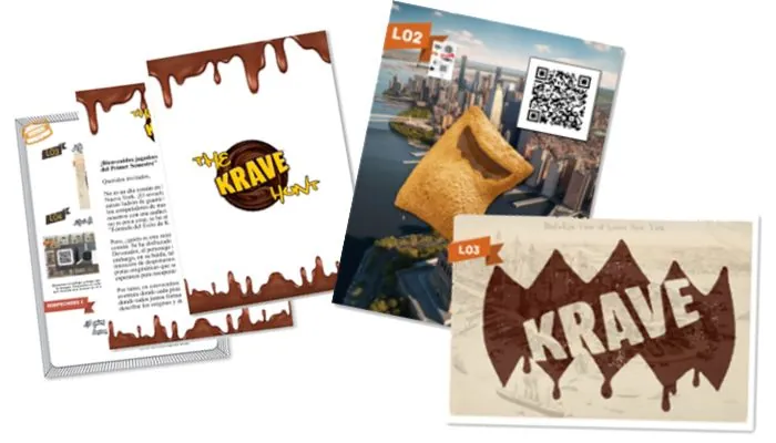 Materiales de escape room personalizado con la marca Krave de Kellogg's
